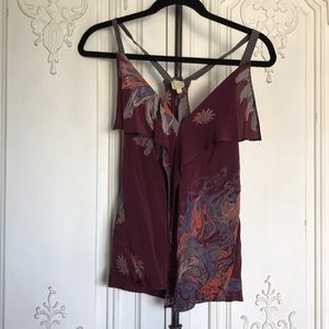 Multi color 100% silk razorback tank blouse